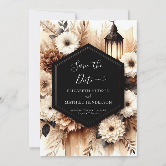 Romantische botanische Hochzeit Save The Date (Vorderseite)