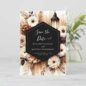 Romantische botanische Hochzeit Save The Date (Stehend Vorderseite)