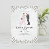 Romantische botanische Hochzeitseinladung Einladung (Stehend Vorderseite)