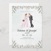 Romantische botanische Hochzeitseinladung Einladung (Vorne/Hinten)