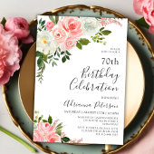 Romantische botanische Rose Blütenblüte 70. Geburt Einladung
