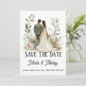 Romantische Botanische Save-The-Date-Karte | Braut Save The Date (Stehend Vorderseite)