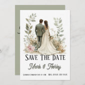 Romantische Botanische Save-The-Date-Karte | Braut Save The Date (Vorne/Hinten)