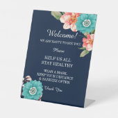 Romantische botanische Sicherheit in Blau und Rosa Sockelschild (Vorderseite)