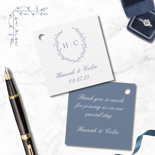 Romantische Botanische Wappen Hochzeit Geschenkanhänger