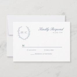 Romantische Botanische Wappen Hochzeit RSVP Karte