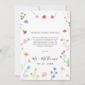 Romantische Botanische Wildblume Hochzeit Dankeskarte (Rückseite)