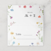 Romantische botanische Wildblume Hochzeit Platzkar Platzkarte (Außenseite Aufgefaltet)