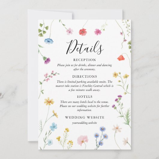 Romantische botanische Wildblume Hochzeitskarte Feiertagskarte (Vorderseite)