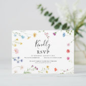 Romantische botanische Wildblume Wedding RSVP Card Dankeskarte (Stehend Vorderseite)