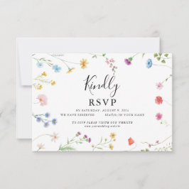 Romantische botanische Wildblume Wedding RSVP Card Dankeskarte