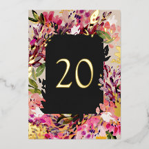 Romantische Bouquet Hot Pink Black Gold Tischnumme