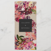 Romantische Bouquet Hot Pink Black Wedding Menükarte (Rückseite)