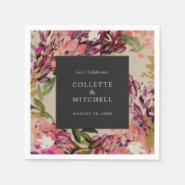 Romantische Bouquet Hot Pink Black Wedding Serviette