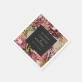 Romantische Bouquet Hot Pink Black Wedding Serviette (Ecke)