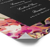 Romantische Bouquet Hot Pink Black Wedding Willkom Poster (Ecke)