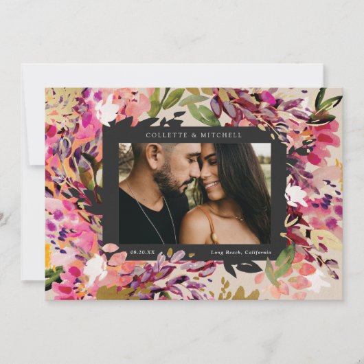 Romantische Bouquet Hot Pink Einladung (Vorderseite)