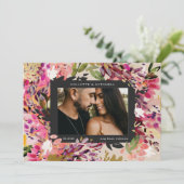 Romantische Bouquet Hot Pink Einladung (Stehend Vorderseite)