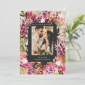 Romantische Bouquet Hot Pink Wedding speichern das Einladung (Stehend Vorderseite)