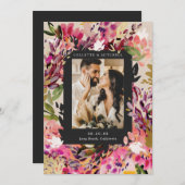 Romantische Bouquet Hot Pink Wedding speichern das Einladung (Vorne/Hinten)