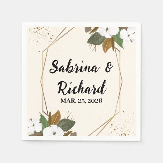 Romantische Braun- und Cremmenhochzeit Serviette (Vorderseite)