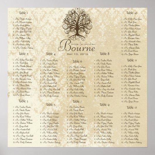 Romantische, braune, wirbelfarbene Sitzkarte 12 Ti Poster (Vorne)