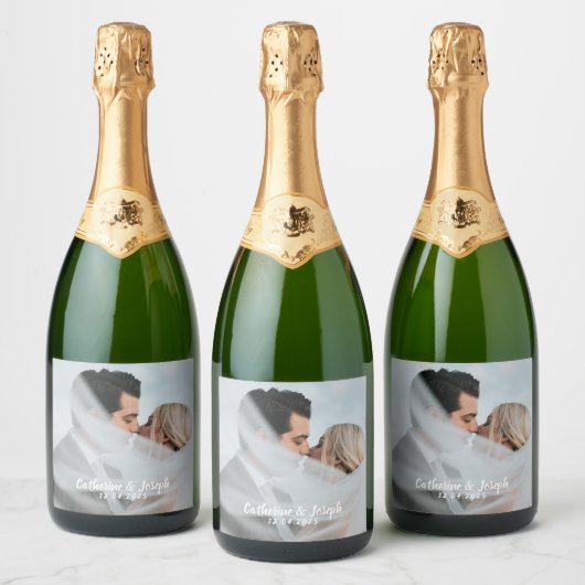 Romantische Braut & Groom Hochzeit Sparkling Labra Schaumweinetikett (Flaschen)
