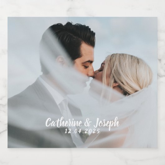 Romantische Braut & Groom Hochzeit Sparkling Labra Schaumweinetikett (Einzelnes Label)