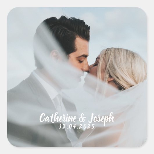 Romantische Braut- und Hochzeitszettel Quadratischer Aufkleber (Vorderseite)