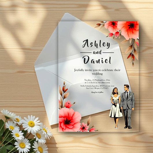 Romantische Braut- und Wasserfarbenhochzeit Acryleinladungen