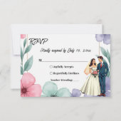 Romantische Braut- und Wasserfarbenhochzeit RSVP Karte (Vorderseite)