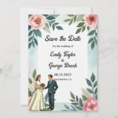 Romantische Braut- und Wasserfarbenhochzeit Save The Date (Vorderseite)