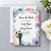 Romantische Braut- und Wasserfarbenhochzeit Save The Date