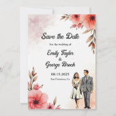 Romantische Braut- und Wasserfarbenhochzeit Save The Date (Vorderseite)