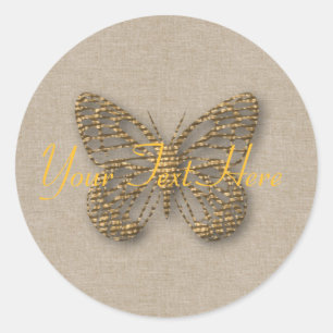 Romantische Brautjungdusche Golden Butterfly Runder Aufkleber