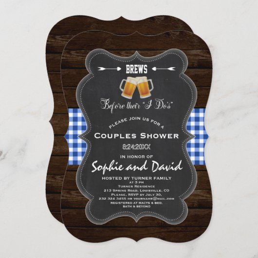 Romantische BREWS vor ihrer "I Do's"-Verlobung Einladung (Vorne/Hinten)