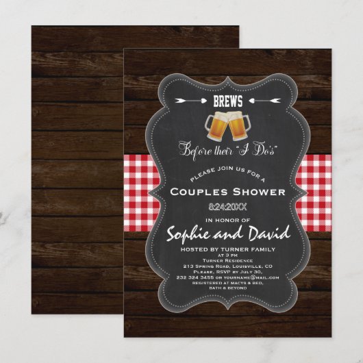 Romantische BREWS vor ihrer "I Do's"-Verlobung Einladung (Vorne/Hinten)