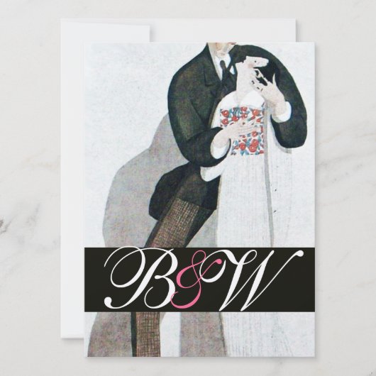 ROMANTISCHE BRIDE & GROOM WEDEDPARTY MONOGRAM GOLD EINLADUNG (Vorderseite)