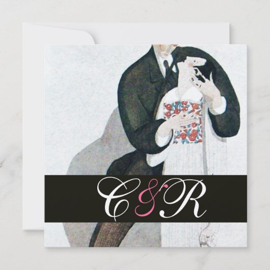 ROMANTISCHE BRIDE & GROOM WEDEDPARTY MONOGRAM GOLD EINLADUNG (Vorderseite)