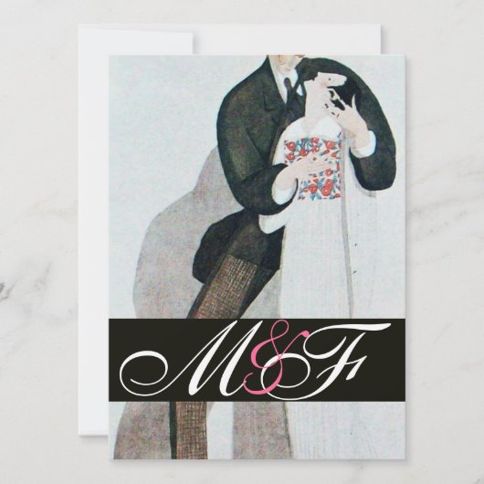 ROMANTISCHE BRIDE & GROOM WEDEDPARTY MONOGRAM GOLD EINLADUNG (Vorderseite)