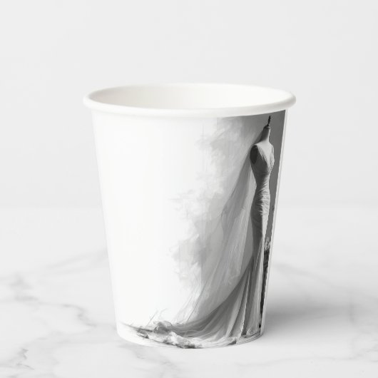 Romantische Bride Sketch Wedding Paper Cup - Elega Pappbecher (Rückseite)
