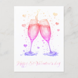 Romantische Brille Wine Valentine Feiertagspostkarte