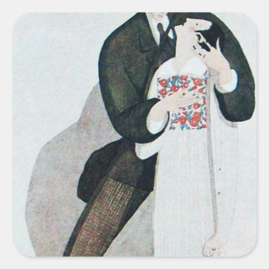 ROMANTISCHE BRÜCKE & GROOM QUADRATISCHER AUFKLEBER (Vorderseite)