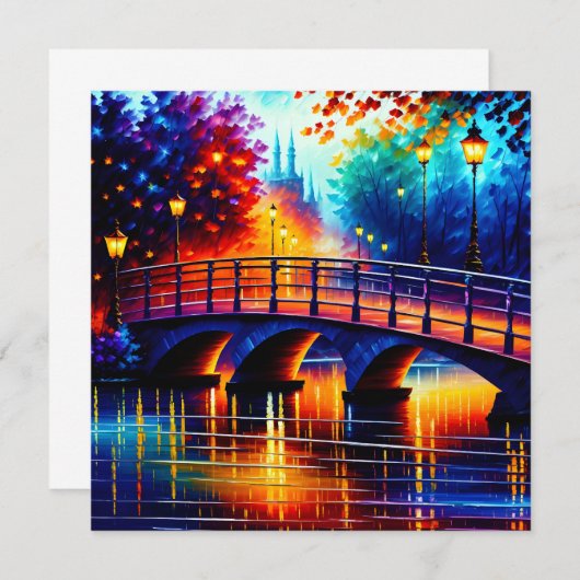 Romantische Brücke im Stil von Leonid Afremov Ankündigung (Vorne/Hinten)