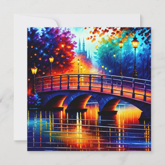 Romantische Brücke im Stil von Leonid Afremov Ankündigung (Vorderseite)