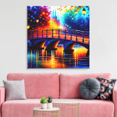 Romantische Brücke im Stil von Leonid Afremov Leinwanddruck (Insitu (Wohnzimmer))