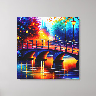 Romantische Brücke im Stil von Leonid Afremov Leinwanddruck
