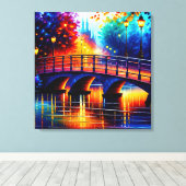 Romantische Brücke im Stil von Leonid Afremov Leinwanddruck (Insitu (Holzboden))