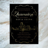 Romantische Burg Fantasy Quinceñera Gold Folieneinladung