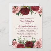 Romantische Burgund Blush Pink Bloral Wedding Einladung (Vorderseite)